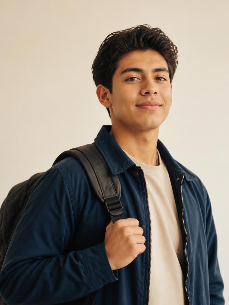 Estudiante de preparatoria con mochila